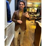 Blazer Teselli em Suede Slim Marrom 8208