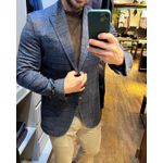 Blazer Teselli em Malha Tech Xadrez Slim Marinho 9196