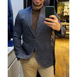 Blazer Teselli em Malha Tech Xadrez Slim Marinho 9196