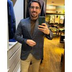Blazer Teselli em Malha Tech Xadrez Slim Marinho 9196