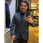 Blazer Teselli em Malha Tech Com Elastano Slim Marinho 9198