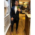 Blazer Skinny em Sarja Zip Off Bolso Embutido Marinho 00436