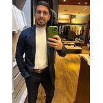Blazer Skinny em Sarja Zip Off Bolso Embutido Marinho 00436