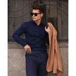Camisa M/L Social Pargan Tricoline c/ Elastano Marinho 590237