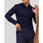 Camisa M/L Social Pargan Tricoline c/ Elastano Marinho 590237