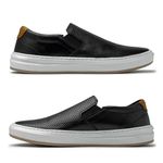 Slip On Street em Couro Preto + Gratis Relógio Digital Preto E L