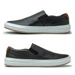 Slip On Street em Couro Café + Grátis Relógio Digital Preto E L