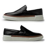 Slip On Iate Masculino Titanium em Couro - Preto