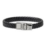 Pulseira Trançada Laroche Trançada de Couro Masculina - Preto