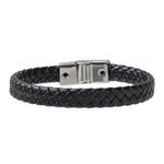 Pulseira Trançada Laroche Trançada de Couro Masculina - Preto