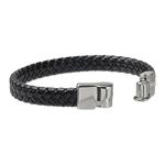 Pulseira Trançada Laroche Trançada de Couro Masculina - Preto