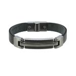 Pulseira Metalizada Laroche de Couro Masculina - Preto