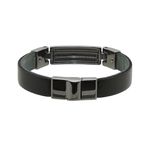 Pulseira Metalizada Laroche de Couro Masculina - Preto