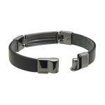 Pulseira Metalizada Laroche de Couro Masculina - Preto