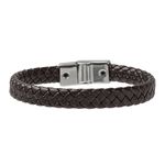 Pulseira Trançada Laroche Trançada de Couro Masculina - Café