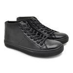 Sapatenis Casual Masculino Connect em Couro - Preto