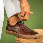 Sapatenis em Couro Casual Masculino Connect - Café