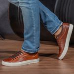 Sapatenis em Couro Casual Masculino Connect - Marrom