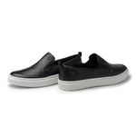 Slip On Masculino Connect em Couro - Preto