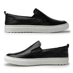 Slip On Masculino Connect em Couro - Preto