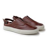 Mule com Fecho Masculino Connect em Couro - Brown