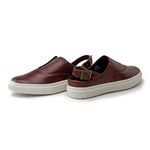 Mule com Fecho Masculino Connect em Couro - Brown