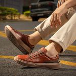 Sapatenis Casual Masculino Dublin em Couro - Marrom