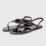Sandalia Laroche Hellen Flor em Couro - Preto