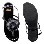 Sandalia Laroche Hellen Flor em Couro - Preto