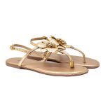 Sandalia Laroche Hellen Flor em Couro - Ouro Claro