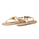 Sandalia Laroche Hellen Flor em Couro - Ouro Claro