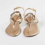 Sandalia Laroche Hellen Flor em Couro - Ouro Claro