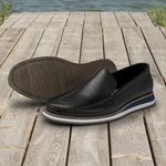 Mocassim Loafer Florença em Couro Floater - Preto