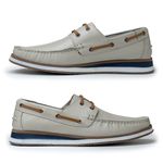 Mocassim Dockside Florença em Couro Floater - Off White