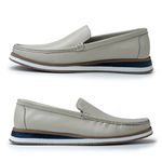 Mocassim Loafer Florença em Couro Floater - Off White