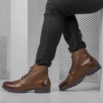 Bota Saara Retro em Couro - Marrom