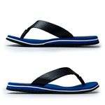Chinelo Masculino Malibu em Couro - Azul / Preto