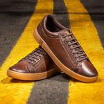 Sapatenis Casual em Couro Masculino North - Café