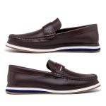 Mocassim Loafer Oasis em Couro - Café