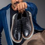 Sapatenis Casual Masculino Titanium em Couro - Preto