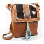 Bolsa Feminina Transversal Tampa Pelo Havana com Azul