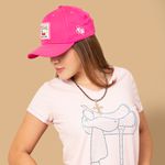 Camiseta Feminina Rosa Claro com Sela em Pedraria