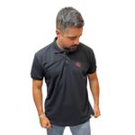 Camiseta Preta Gola Polo com Bordado 
