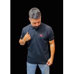 Camiseta Preta Gola Polo com Bordado 