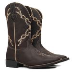 Bota Texana Masculina Bulls Horse 50019 Couro Gel Crazy Horse Café