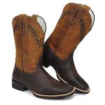Bota Texana Masculina Bulls Horse 50021 Couro Gel Crazy Horse Café