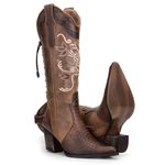 Bota Western Feminina Bico Fino em Couro