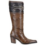 Bota Country Feminina Bico Fino Bordada em Couro