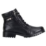 Bota Coturno Feminino Cano Baixo Preto em Couro