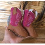 Bota Texana Baby em Couro Rosa